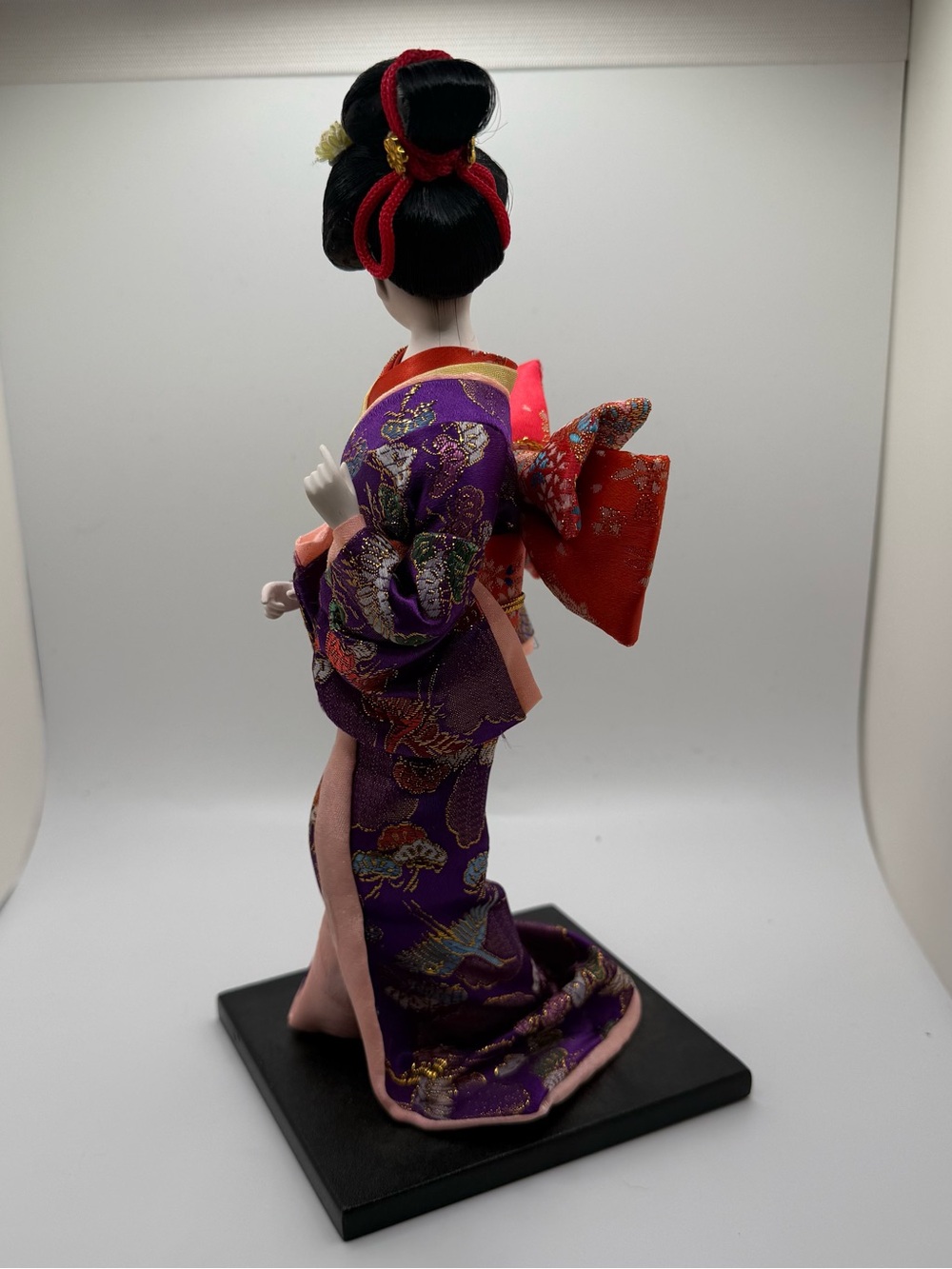 Japanese Geisha Doll with Purple Kimono and Yellow Obi vtg doll - Picture 5 of 5